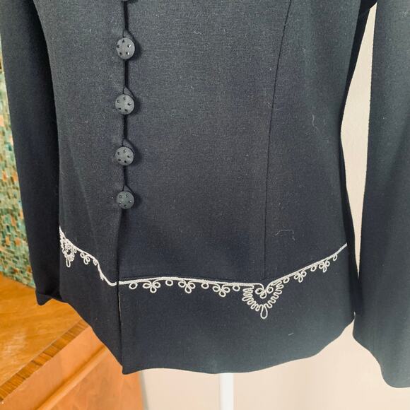 Vintage Kasper Size 4P Embroidered Dressy Blazer Jacket Black Formal Career - Picture 4 of 9